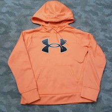 Under Armour Hoodie Womens XS Orange Pullover Hooded Pocket Loose Long Sleeve