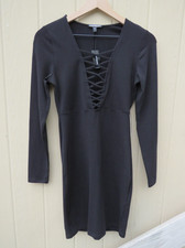 NWT Express Plunge Bodycon Long Sleeve Stretch Cotton Club Dress 2016