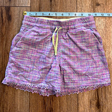 ivivva Girls Size 8 Athletic Activewear Shorts Plaid Purple/Pink Drawstring