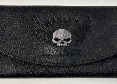GENUINE HARLEY DAVIDSON 7'' BLACK GENUINE LEATHER WALLET ZWL8251