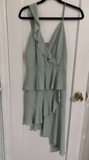 PrettyLittleThing Sage Green Strappy Ruffle Midi Dress Women’s US 8 NWT