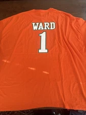 NCAA Miami Hurricanes Cam Ward #1 Tee Shirt - Orange Crew Neck - Mens 5XL