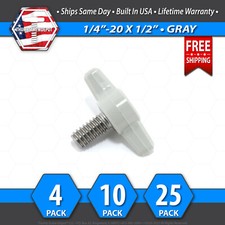 1/4"-20 x 1/2" Thumb Screw Stainless Steel - Gray Tee / Wing Knob - USA