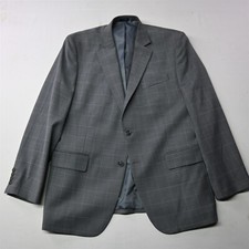 Stafford 42R Travel Gray Windowpane Classic Mens Suit Blazer Sport Coat Jacket