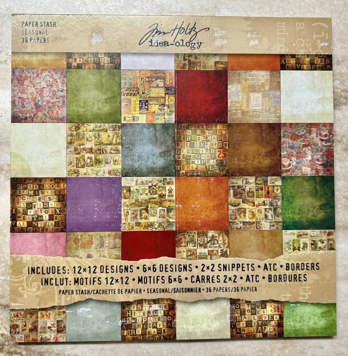 Tim Holtz Idea-Ology SEASONAL PAPER STASH* 12x12 RETIRED