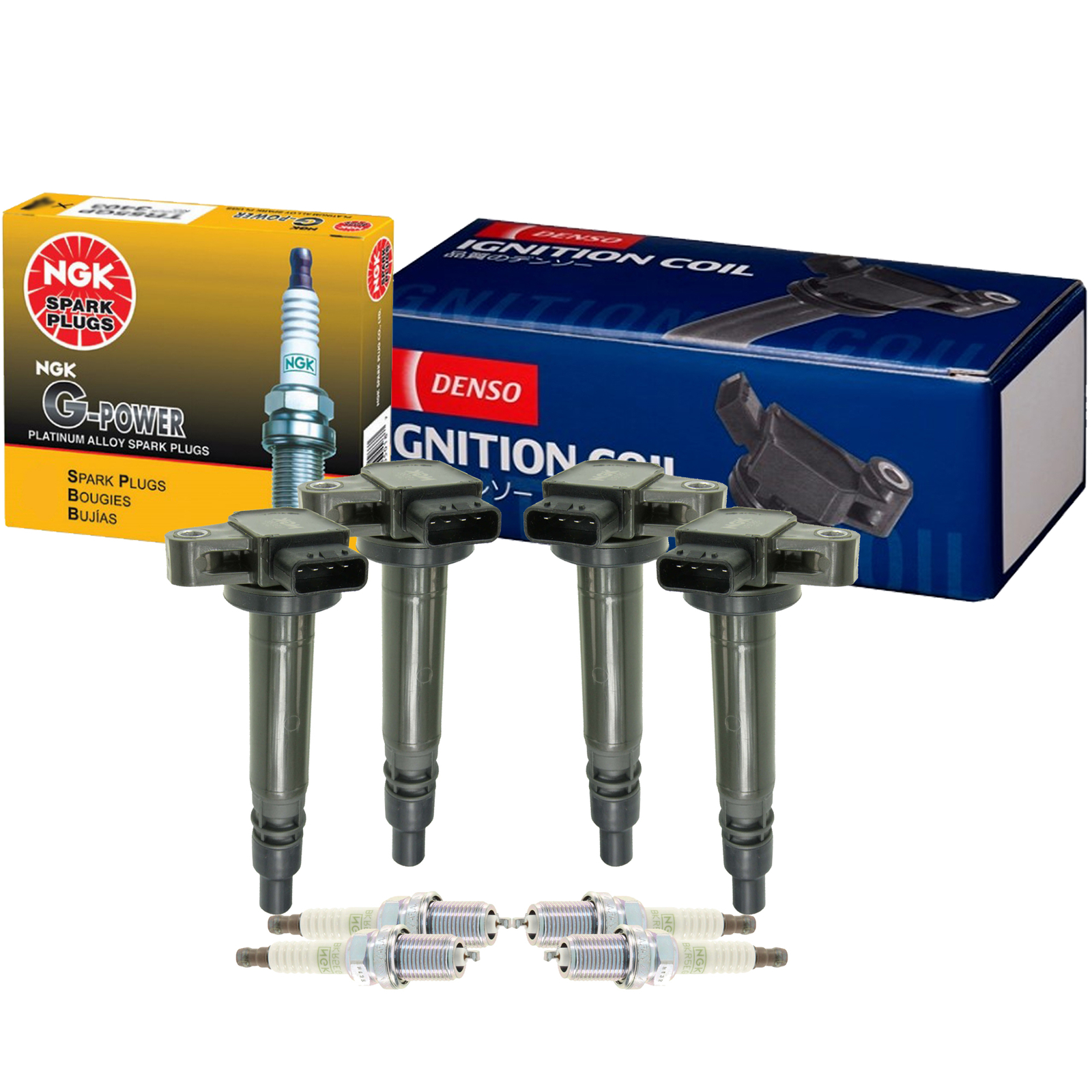 Denso 4 COP Ignition Coils NGK 4 G-Power Spark Plugs Kit For Tacoma 2RZFE 3RZFE