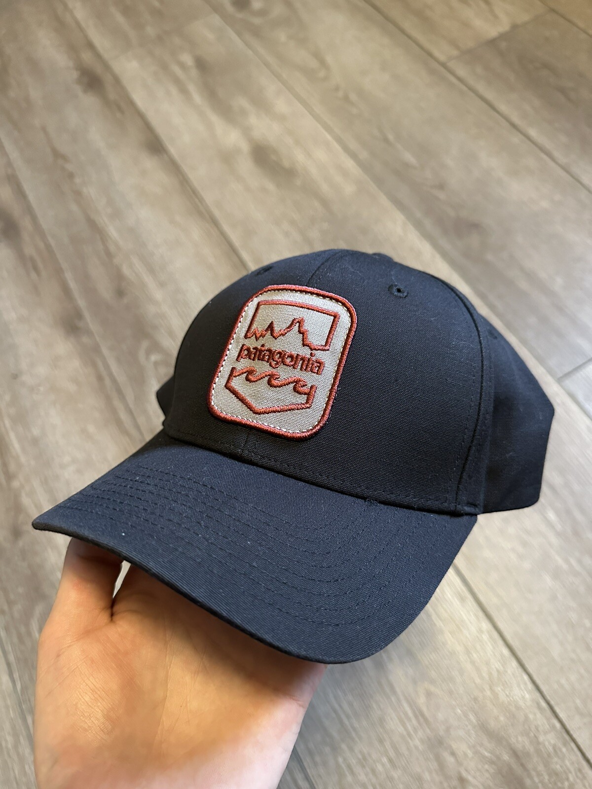 Patagonia Snapback Hat Shield Patch Logo Black Ma… - image 1