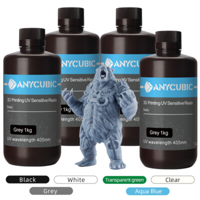 4KG ANYCUBIC UV Harz Photopolymer UV Resin 405nm für LCD 3D Drucker Grau Weiß