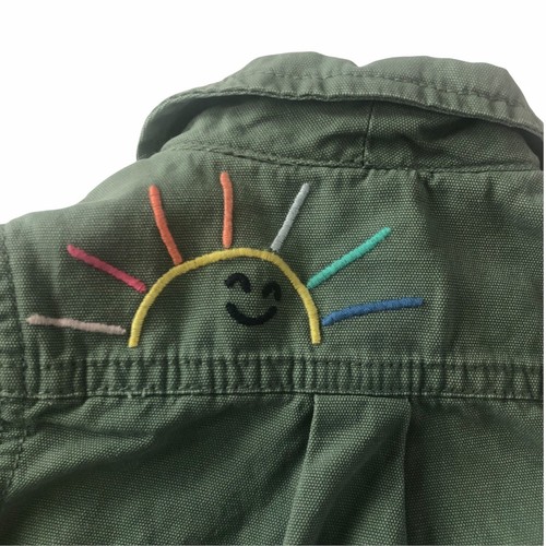 Gymboree Baby Girls 6 12 months green Embroidered zip jacket Rainbow Sun #2243 - Picture 6 of 8