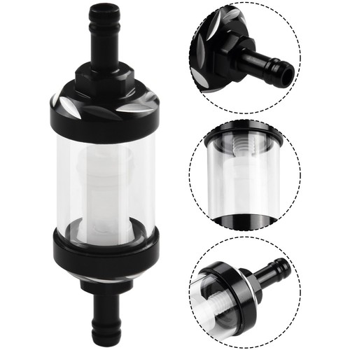 Fuel Filter Accessories Chrome And Glass Inline Petrol Motorcycle Parts - Picture 4 of 17