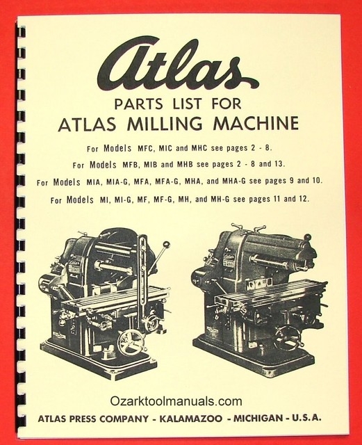 Atlas Horizontal Milling Machine Owner Instruction Parts Manual All Models 0016 Atlas Horizontal Milling Machine Owner Instruction Parts Manual All Models 0016