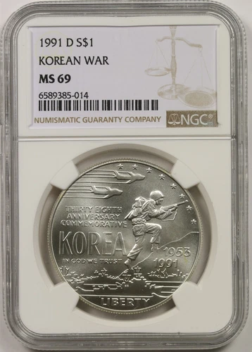 1991-D Korean War $1 NGC MS 69 Silver Modern Commemorative Dollar