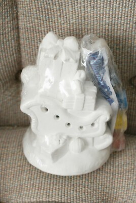 You Paint Mini Light up Plaster Santa's Sled Unpainted Holiday Light Up New