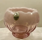 Fenton Pink Opalescent Top Frosted Rose Bowl  With Sticker