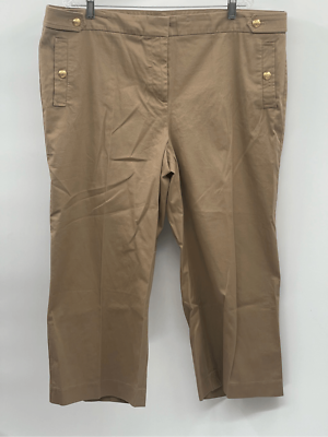Talbots Cropped Capri Pants Women Plus Size 20 Khaki Brown Tan