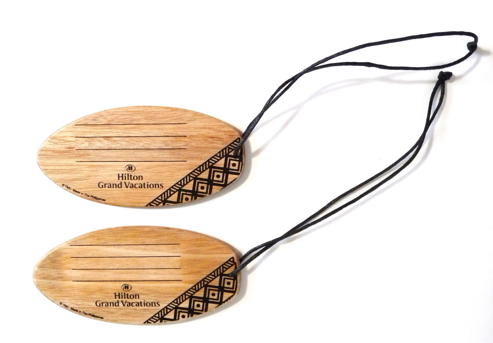 Hilton Grand Vacations Set of 2 Hawaii Luggage Tags Baggage Wood Surfboards