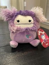 NWT Squishmallow 5  EDEN The Purple Bigfoot Valentines Hearts Pink Blue Hair