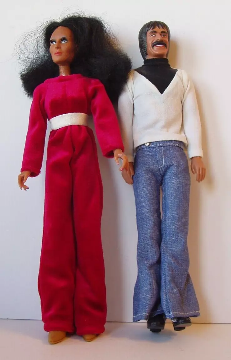 Vintage 1975 Mego Cher Doll and 1976 Mego Sonny Bono Doll