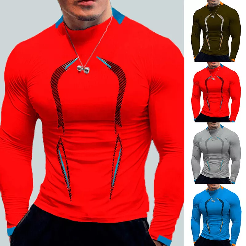 Men's Quick-drying Athletic Sports T-shirt Crew Neck Long Sleeve