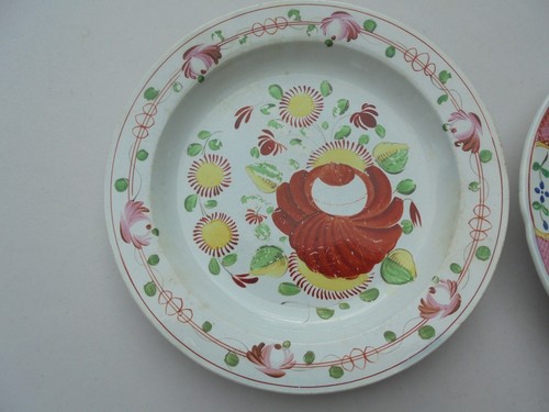Pair Antique 19th C Staffordshire Pottery King's Rose Plates 8 1/8" - 第 2/12 張圖片