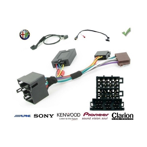 Interface commande au volant Alfa 156 pour autoradio Kenwood avec câblage complet de 1998 à 2002