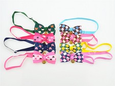 Adjustable Pet Dog Cat Bow Tie Checker/Heart Puppy Necktie Neck Collar With bell