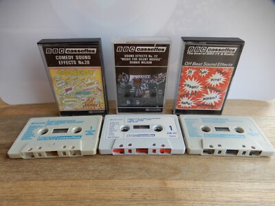 3 BBC CASSETTES OFF BEAT SOUND EFFECTS COMEDY MUSIK KASSETTE MC TAPE 1974/83 RAR