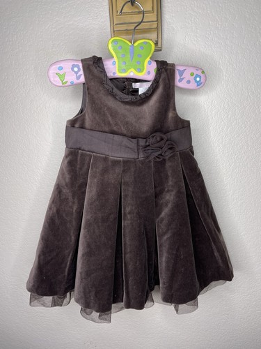 Janie and Jack Precious Holiday Brown Velvet Dress Tulle Flower Fancy 12-18 mo - Bild 5 von 6