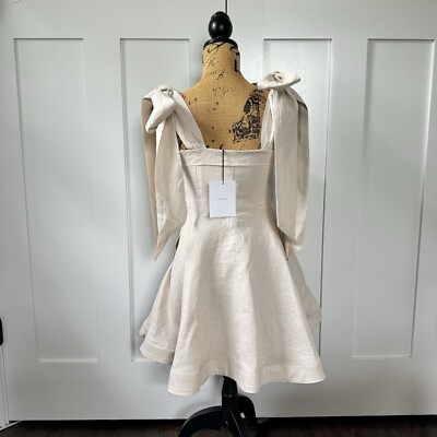 dissh linen bow dress NWT DISSH AISLE PEARL LINEN BOW MIDI DRESS SOLD OUT $207 sz 2 (AUS 6)