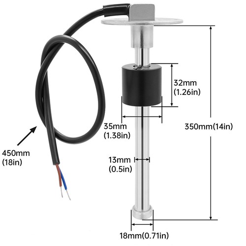 0-90 ohms Fuel Gas Sender 350mm Water Level Sensor Sending Unit 5 Holes Pattern - Picture 3 of 3