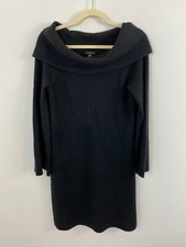 NEW Ann Taylor Black Cowl Neck Sweater Dress Size Medium Acrylic Nylon Long Slvs