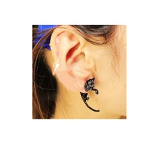 SEXY SPARKLES Sexy Sparkles 3D Double Sided Black Cat Ear Stud Earrings for Wome