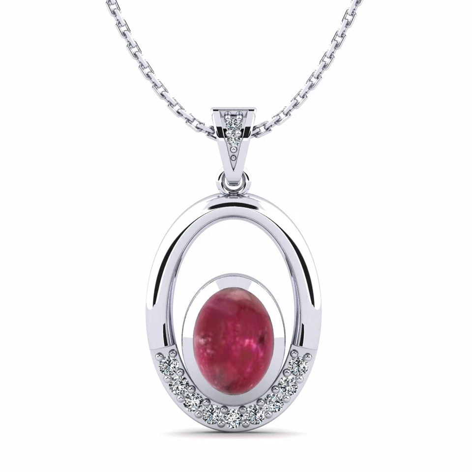 925 Argento Sterling Ovale Rubino Anello Collana Orecchini Astrologia Di Su Fare - Immagine 2 di 4