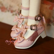 1/4MSD 1/3SD BJD Doll Middle-heel Spliced Shoes Double Bows Buckles Multi-color