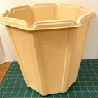 Vintage Rubbermaid 10.5" Almond Basketweave Trash Can Garbage Wastebasket #2945