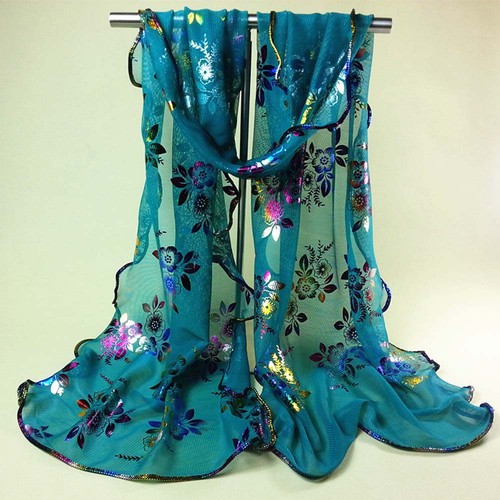 Good Quality Ladies Vintage Scarf Colorful Flower Lace Gauze Veil Wrap Shawl - 第 2/15 張圖片