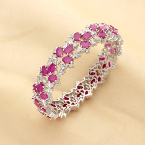 Elegante pulsera con racimo de circonita cúbica en acabado blanco para mujer - Imagen 13 de 22