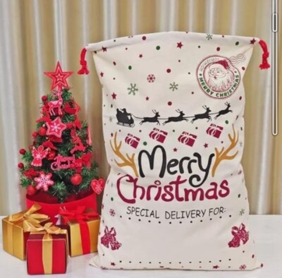 Christmas Bag Large Santa Sack Canvas Bag Size 70 x 50cm UK