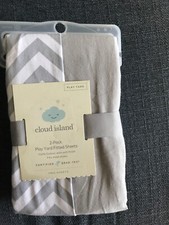 New Cloud Island 2 Pack Play Yard Fitted Sheets Gray White 100 Cotton