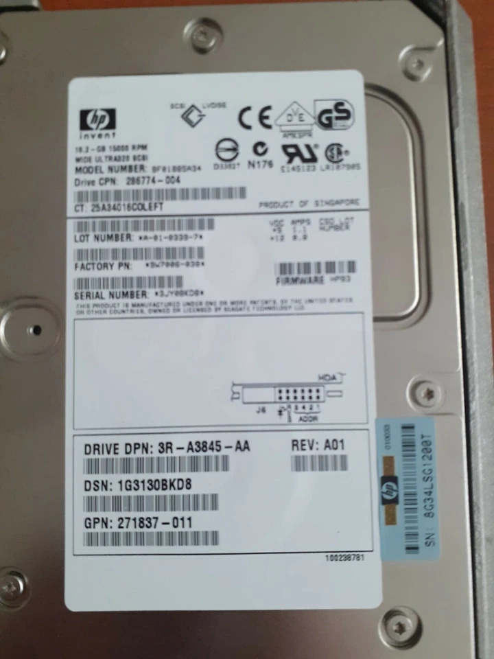 SLITTA CON HARD DISK HDD HP 18,2GB SCA80 ULTRA 320 SCSI SERVER COMPAQ PROLIANT - Immagine 2 di 4