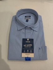 NWT IZOD Men's Long Sleeve Performance Dress Shirt Size 16 34/35 Blue 65 JK173