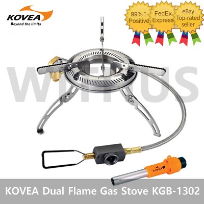KOVEA Dual Flame Gas Hose Stove KGB-1302 + Outdoor Camping Case_