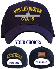 Personalized USS Lexington CVA-16 Embroidered Baseball Cap - In 3 Colors