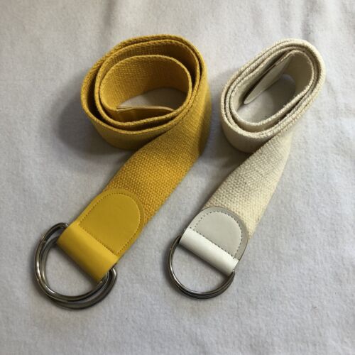 Pair Vintage 80's Belts 1 Sam & Max Yellow Wide Cinch Belt Size ML + 1 Unmarked - 第 1/7 張圖片