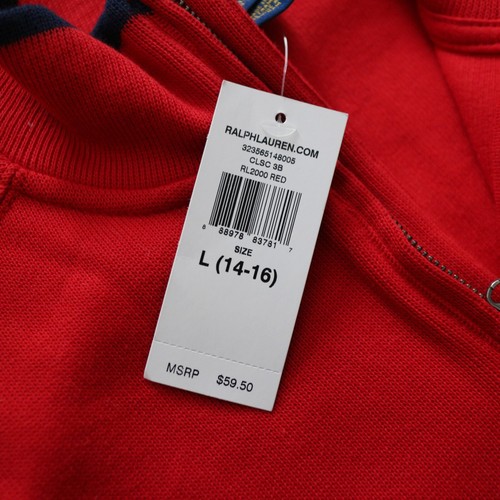 NWT Ralph Lauren POLO Kid Red Performance Peached Quarter-Zip Pullover L Large - Picture 5 of 5