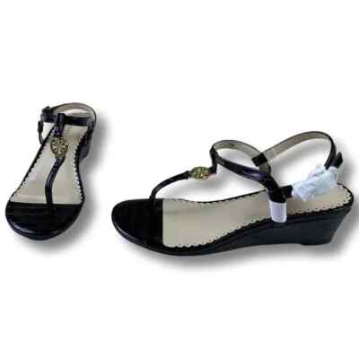 Charter Club Palermo Wedge Sandals in Black Size 8.5M