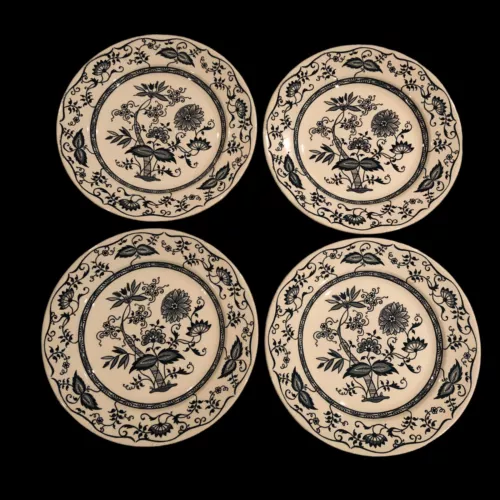 Lot Of 4 Blue Onion by Royal China USA Cavalier Ironstone 10” Plates EUC