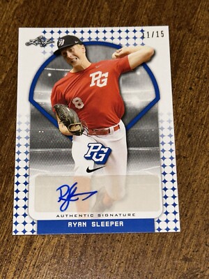 RYAN SLEEPER 2018 LEAF PERFECT GAME TWO AUTOGRAPH #11/15, #16/25 WABASH, APP ST