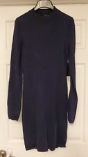 Guess Long Sleeve Navy Blue Mock Neck Knee Length Medium Size Women's Dress