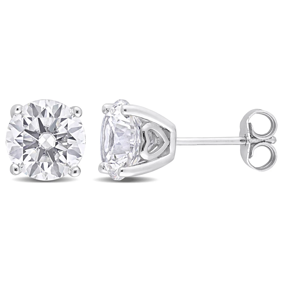 Amour Sterling Silver Created White Sapphire Solitaire Earrings